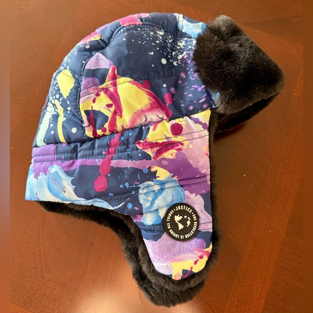 Justice Kids Winter Fleece Faux Fur Hat NWOT
